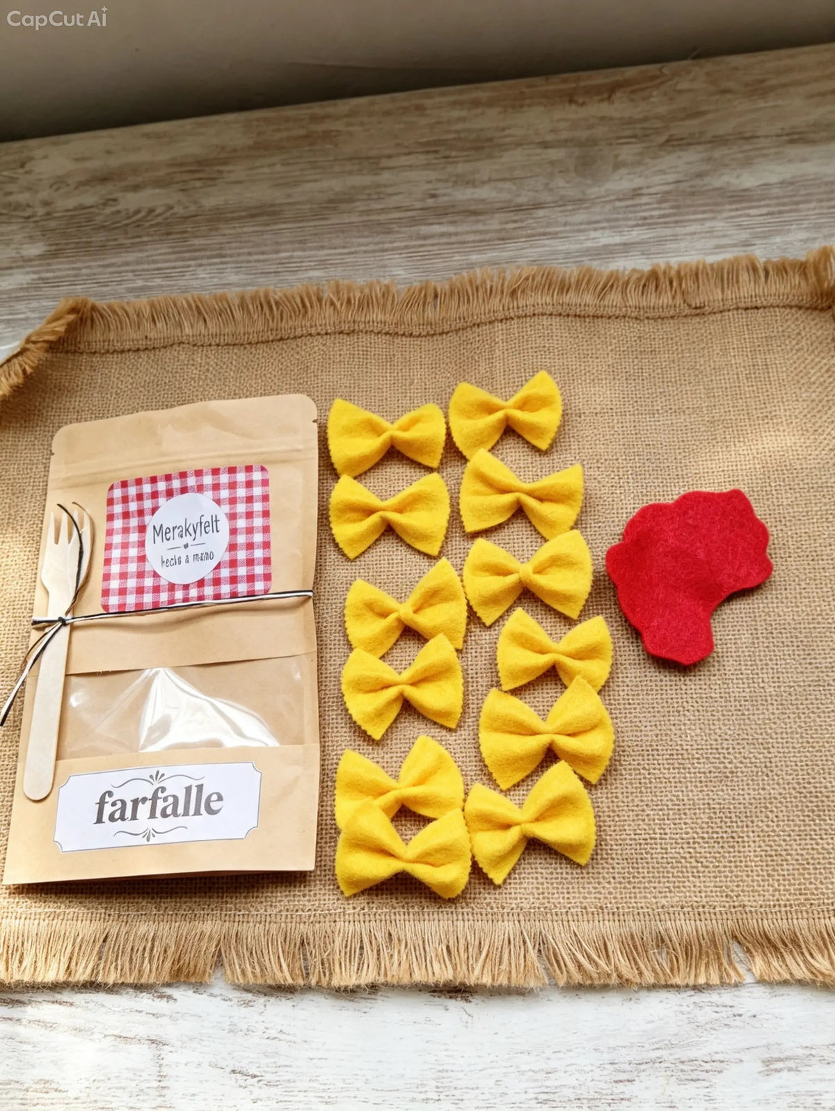 Lote de 3 bolsitas de pasta de fieltro para juego simbólico
